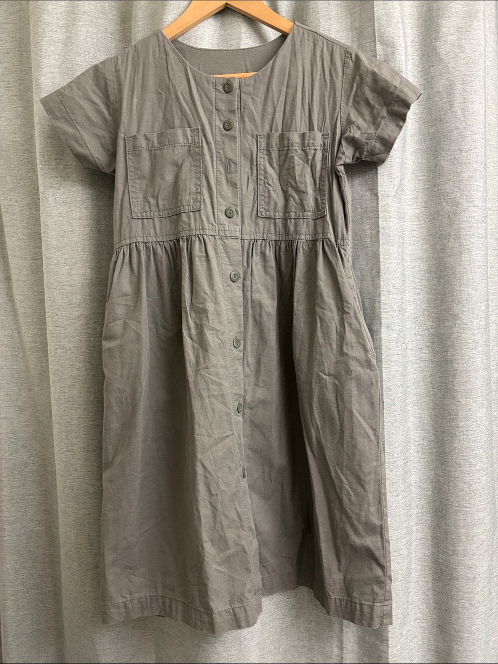 Conrado Deadstock Sage Green Button Down Knee Length Mini Dress Size XS